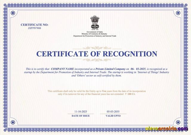 India certificate of recognition